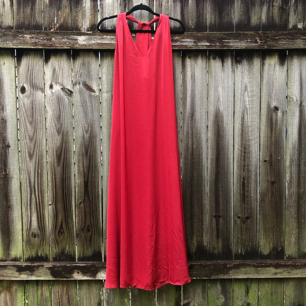 Banana Republic Twist Back Halter Maxi Dress Lingonberry Red Size L Flowy